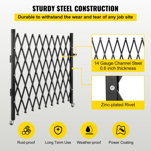Single Folding Security Gate 74W x 5157H Folding Door Gate Steel