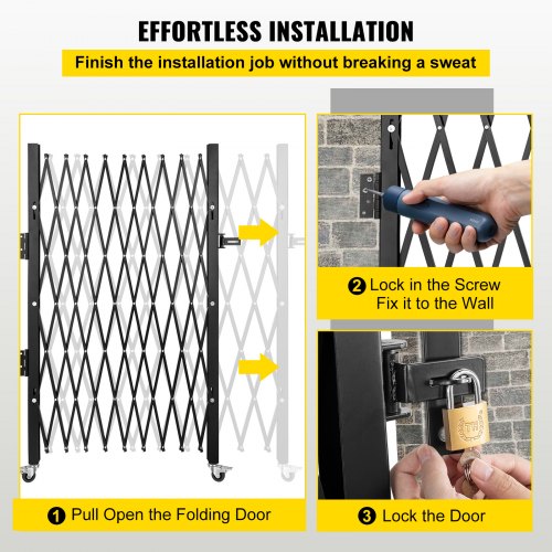 Single Folding Security Gate 74W x 5157H Folding Door Gate Steel