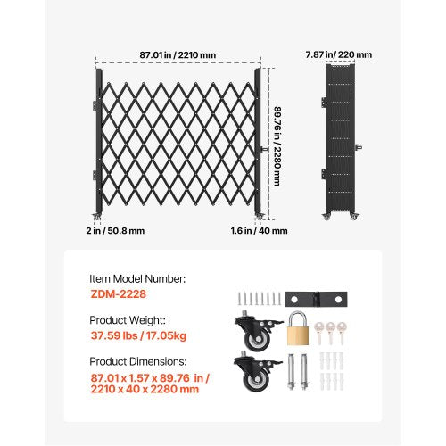 Single Folding Security Gate 612 H x 712 W Folding Door Gate Steel