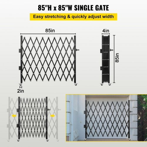 Single Folding Security Gate 7 H x 612 W Folding Door Gate Steel