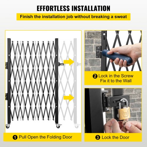 Single Folding Security Gate 7 H x 612 W Folding Door Gate Steel