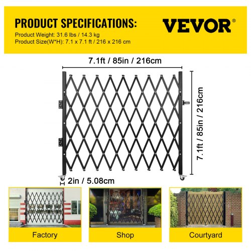 Single Folding Security Gate 7 H x 612 W Folding Door Gate Steel