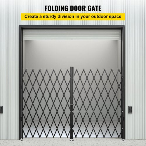 Double Folding Security Gate 5 H x 10 W Folding Door Gate Steel