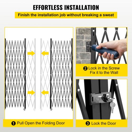 Double Folding Security Gate 5 H x 10 W Folding Door Gate Steel
