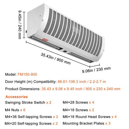 36 Industrial Air Door Blower DualSpeed 1200CFM for Indoor Entryways