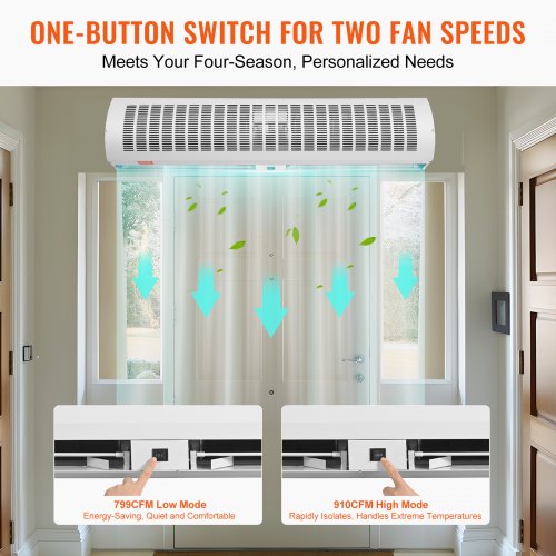 42 Commercial Indoor Air Curtain Super Power 2 Speeds 1350CFM Wall Mounted