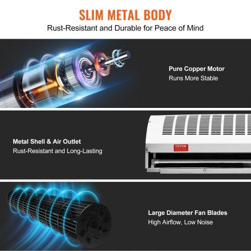 42 Commercial Indoor Air Curtain Super Power 2 Speeds 1350CFM Wall Mounted