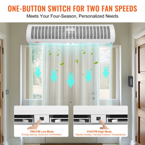 48 Commercial Indoor Air Curtain Super Power 2 Speeds 1650CFM Wall Mounted