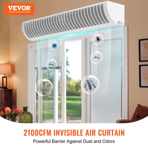 60 Commercial Indoor Air Curtain Super Power 2 Speeds 2100CFM Wall Mounted