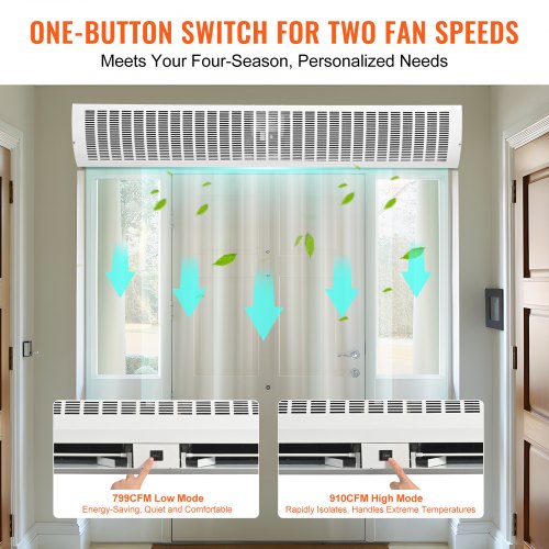 60 Commercial Indoor Air Curtain Super Power 2 Speeds 2100CFM Wall Mounted