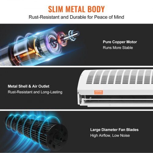 60 Commercial Indoor Air Curtain Super Power 2 Speeds 2100CFM Wall Mounted