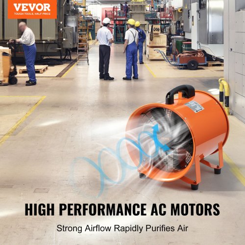 Portable Ventilator 10 inch Heavy Duty Cylinder Fan with 33ft Duct Hose