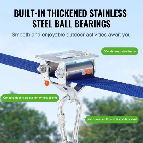 Zipline Kit for Kids and Adult 52 ft Zip Line Kits Up to 500 lb Backyard