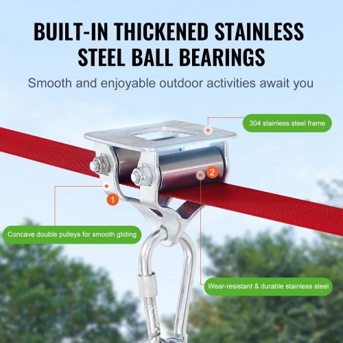 Zipline Kit for Kids and Adult 65 ft Zip Line Kits Up to 500 lb Backyard