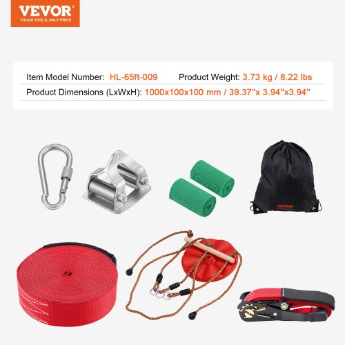 Zipline Kit for Kids and Adult 65 ft Zip Line Kits Up to 500 lb Backyard