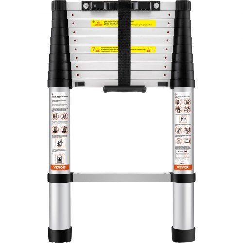 Telescoping Ladder 10.5 FT Aluminum Onebutton Retraction Collapsible