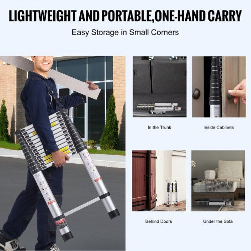 Telescoping Ladder 16.4FT Aluminum Lightweight Extension Ladder