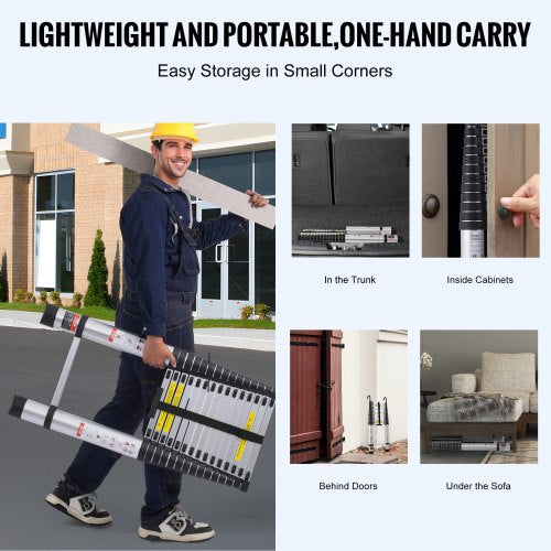 Telescoping Ladder 20.3FT Aluminum Lightweight Extension Ladder