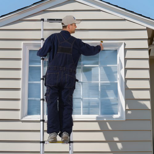 Telescoping Ladder 8.5FT Aluminum Lightweight Extension Ladder Onebutton