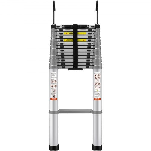Telescoping Ladder 18.5 FT Aluminum Onebutton Retraction Collapsible