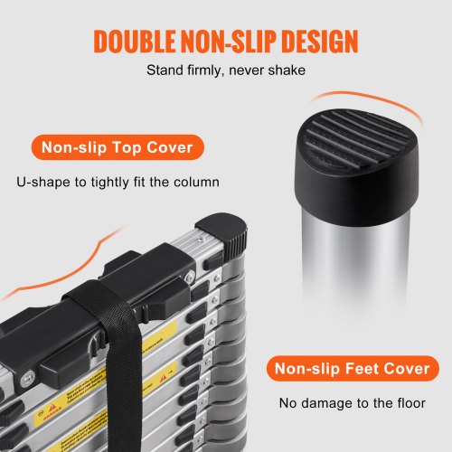 Telescoping Ladder 15 FT Aluminum Onebutton Retraction Collapsible