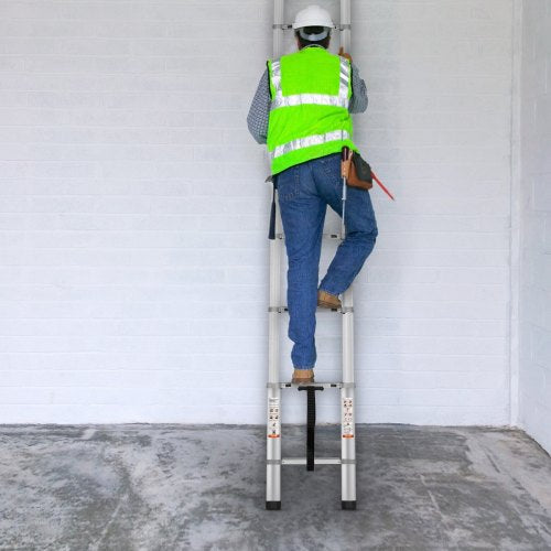 Telescoping Ladder 15 FT Aluminum Onebutton Retraction Collapsible