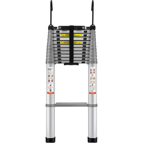 Telescoping Ladder 15 FT Aluminum Onebutton Retraction Collapsible