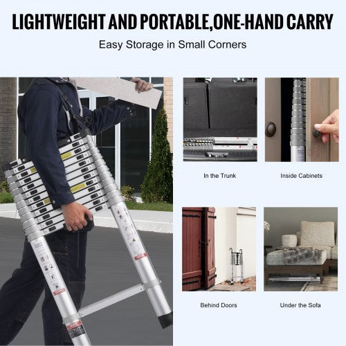 Telescoping Ladder 16.5FT Aluminum Lightweight Extension Ladder