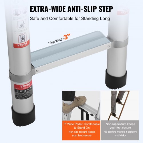 Telescoping Ladder 20.3FT Aluminum Lightweight Extension Ladder