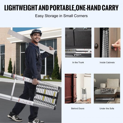Telescoping Ladder 20.3FT Aluminum Lightweight Extension Ladder