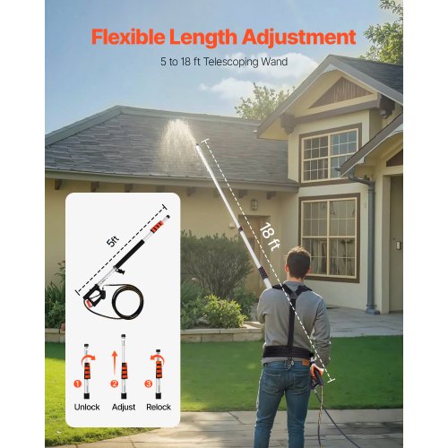 Pressure Washer Telescoping Wand 18 ft 4000 psi Telescopic Spray Wand