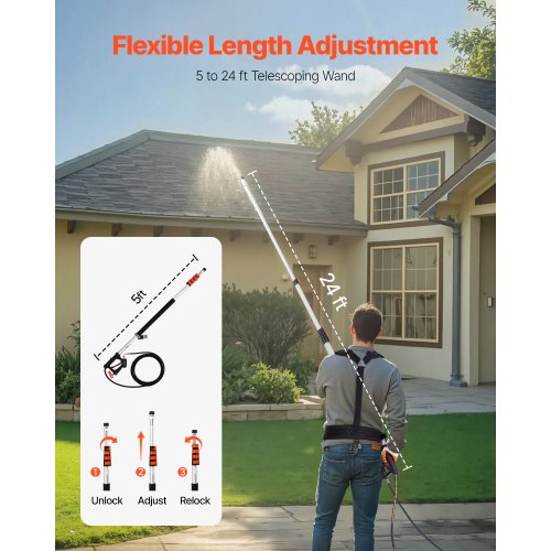 Pressure Washer Telescoping Wand 24 ft 4000 psi Telescopic Spray Wand