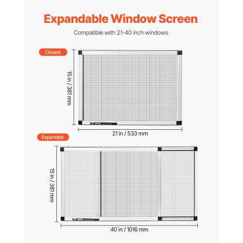 Adjustable Window Screen 15 H x 21  40 W 2 Packs Expandable Windows