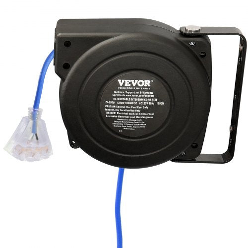 Retractable Extension Cord Reel Power Cord Reel 30FT 16AWG3C SJTOW