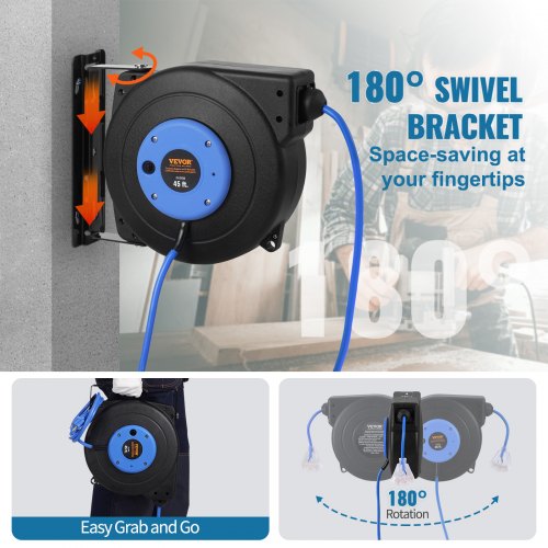 Retractable Extension Cord Reel Power Cord Reel 45FT 12AWG3C SJTOW