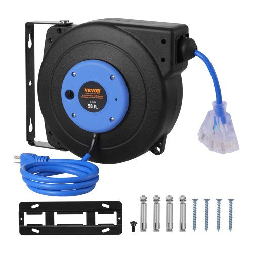 Retractable Extension Cord Reel 50 FT Heavy Duty 14AWG3C SJTOW