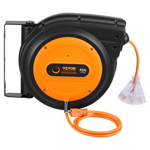 Retractable Extension Cord Reel 75 FT Heavy Duty 14AWG3C SJTOW