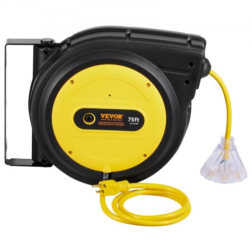 Retractable Extension Cord Reel 75 FT Heavy Duty 14AWG3C SJTOW