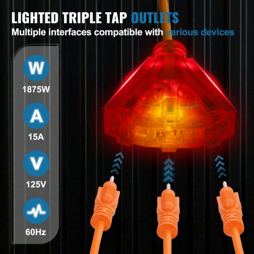 Retractable Extension Cord Reel 80 FT Heavy Duty 12AWG3C SJTOW