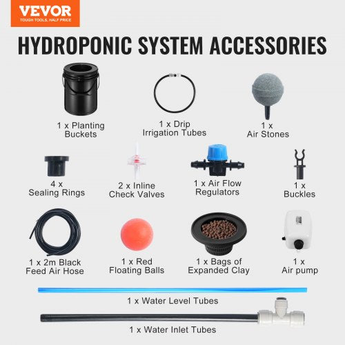 DWC Hydroponics Grow System Deep Water Culture with Top Drip 1 Bucket 5Gal