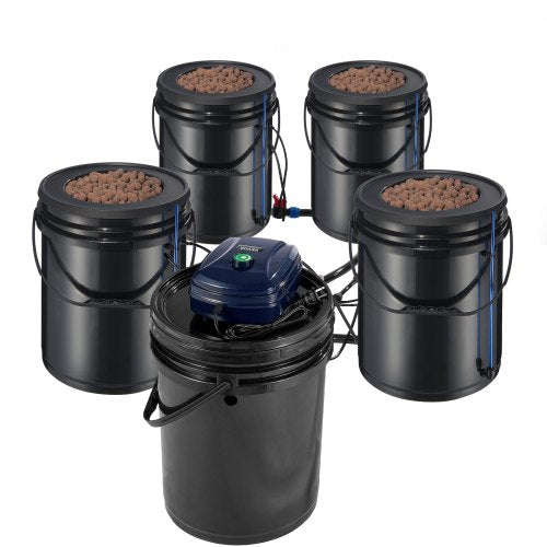 RDWC Hydroponics System Recirculating Deep Water Culture 4 Buckets 5 Gal
