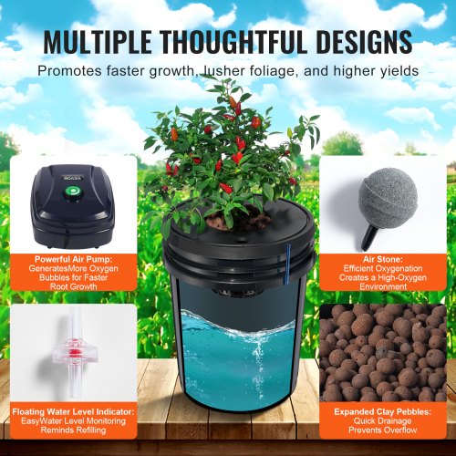 DWC Hydroponic System 5 Gallon 4 Buckets Deep Water Culture Growing