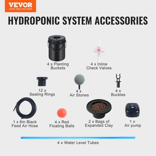 DWC Hydroponic System 5 Gallon 4 Buckets Deep Water Culture Growing