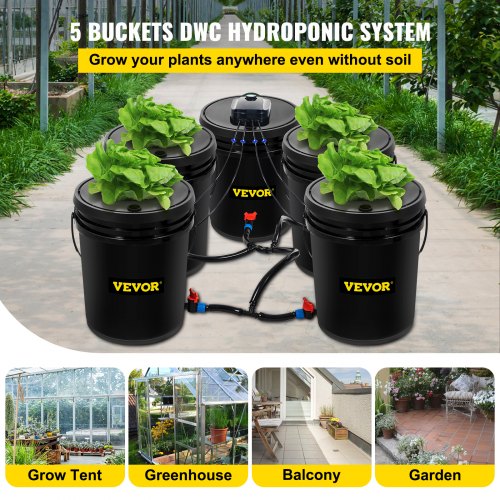 DWC Hydroponic System 5 Gallon 5 Buckets Deep Water Culture Growing
