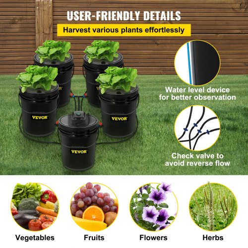 DWC Hydroponic System 5 Gallon 5 Buckets Deep Water Culture Growing