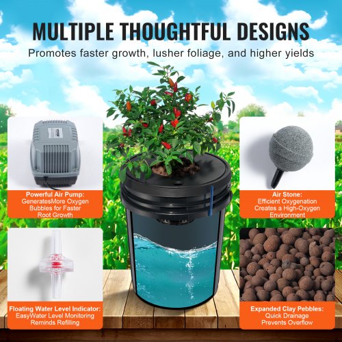 DWC Hydroponic System 5 Gallon 8 Buckets Deep Water Culture Growing