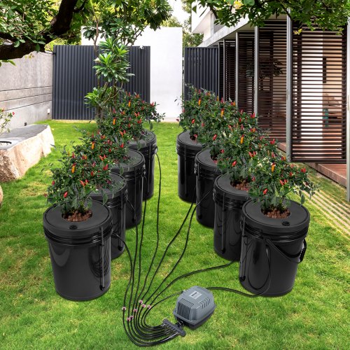 DWC Hydroponic System 5 Gallon 8 Buckets Deep Water Culture Growing