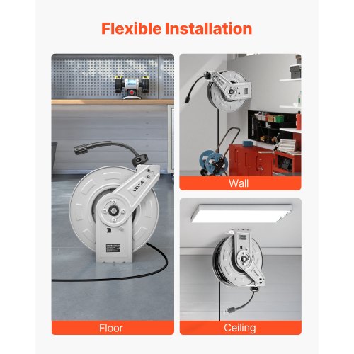 Pressure Washer Hose Reel 65 ft x 14 inch Retractable Power HeavyDuty