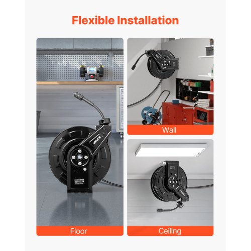 Pressure Washer Hose Reel 60 ft x 14 inch Retractable Power HeavyDuty