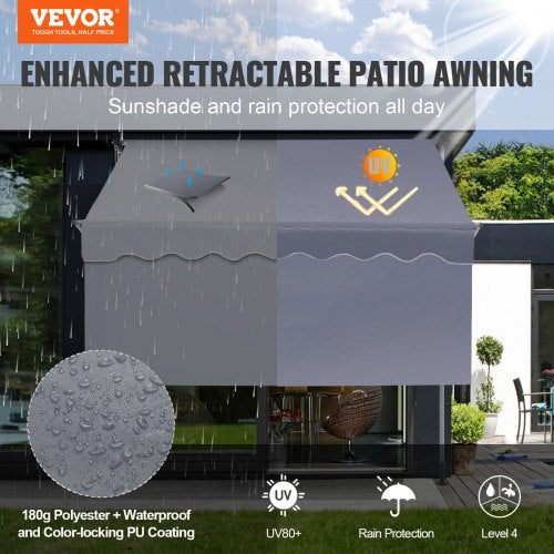 Manual Retractable Awning 118 Outdoor Retractable Patio Awning Sunshade